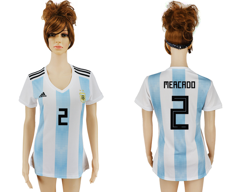 Maillot de femmes par cher Argentina #2 MERCADO 2018 FIFA World